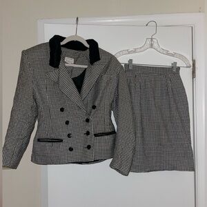 Vintage 80’s Houndstooth Skirt and Blazer Set